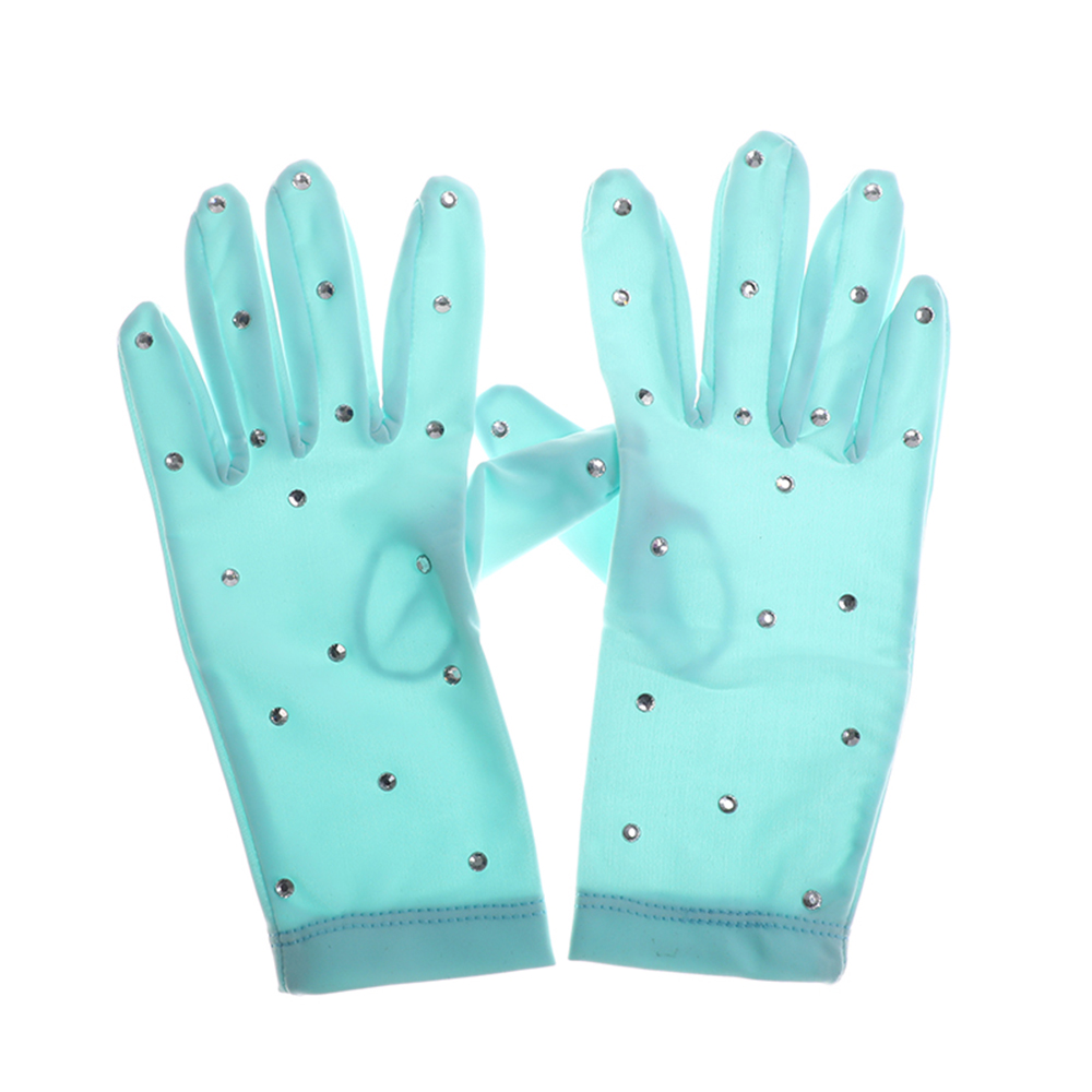 LIUHUO Skating Gloves JB403 | Nude Lycra Rhinestone Figure Skating Gloves for Performances
