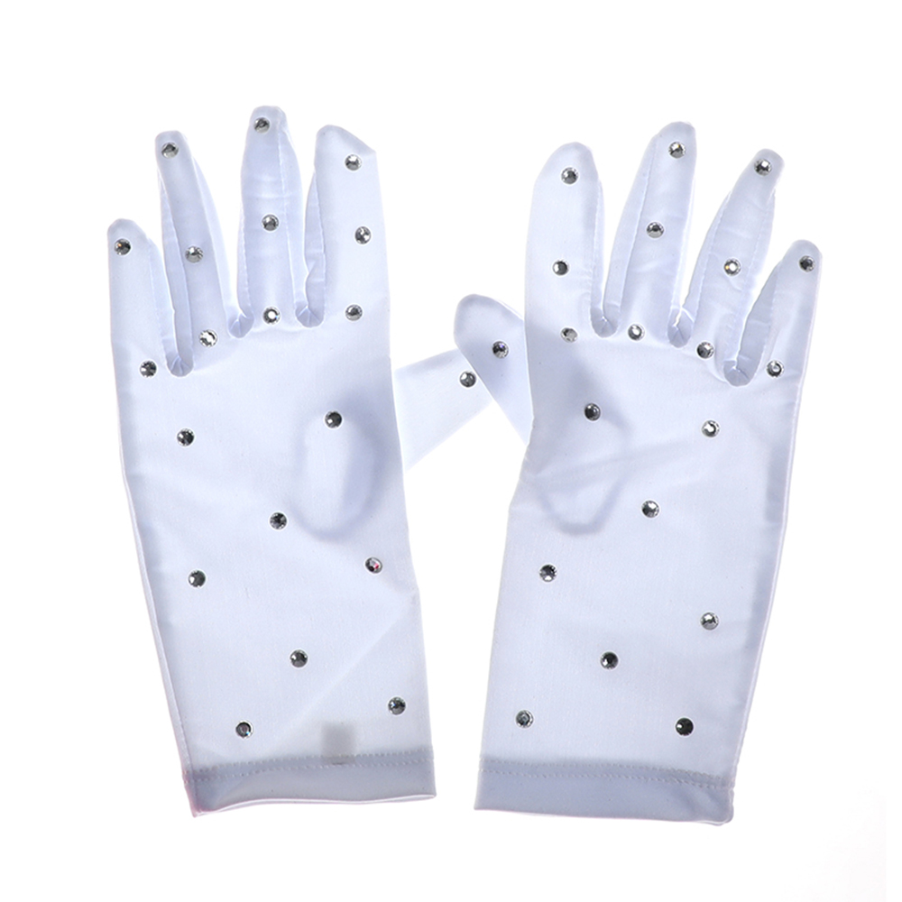 LIUHUO Skating Gloves JB403 | Nude Lycra Rhinestone Figure Skating Gloves for Performances