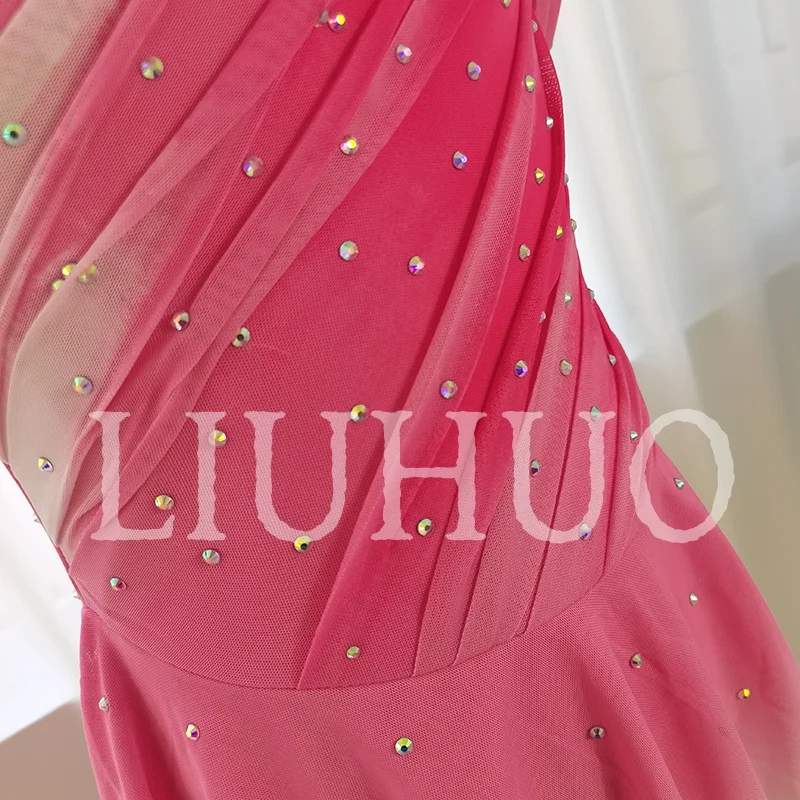 LIUHUO Ice Figure Skating Dress Girls Pink Spandex Competitive Cheerleading Performance For Children-LIUHUO