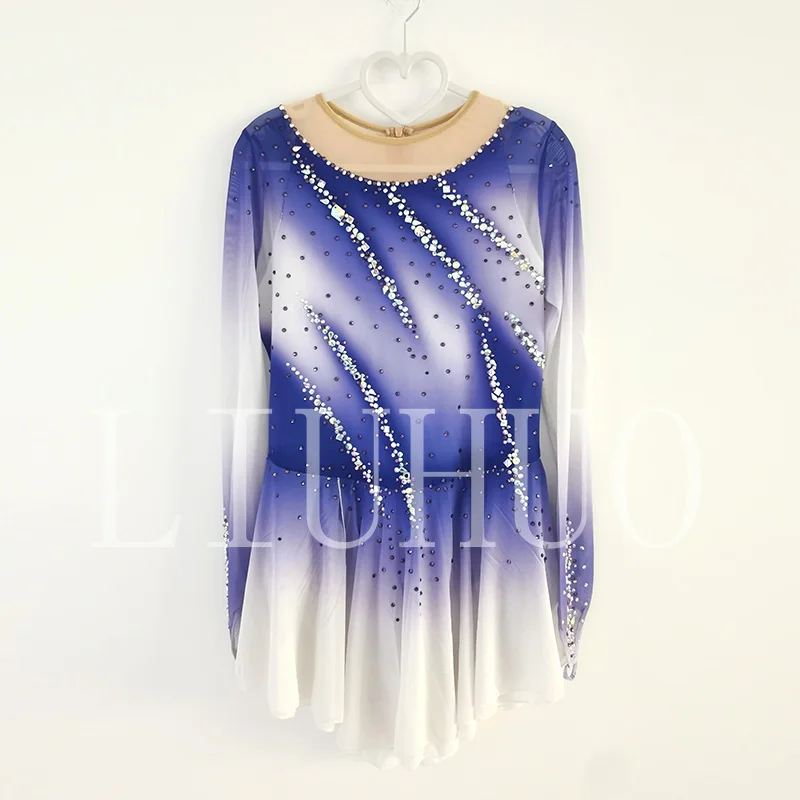 LIUHUO Ice Figure Skating Dress Girls Women Teens Stretchy Spandex Purple Competition Wholesale