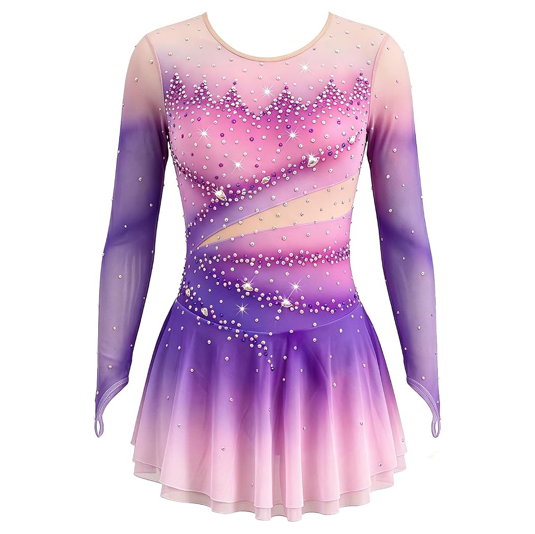 LIUHUO Figure Skating Dress BD1838 | Blue Ombre Crystal Competition Skating Costume for Girls & Women