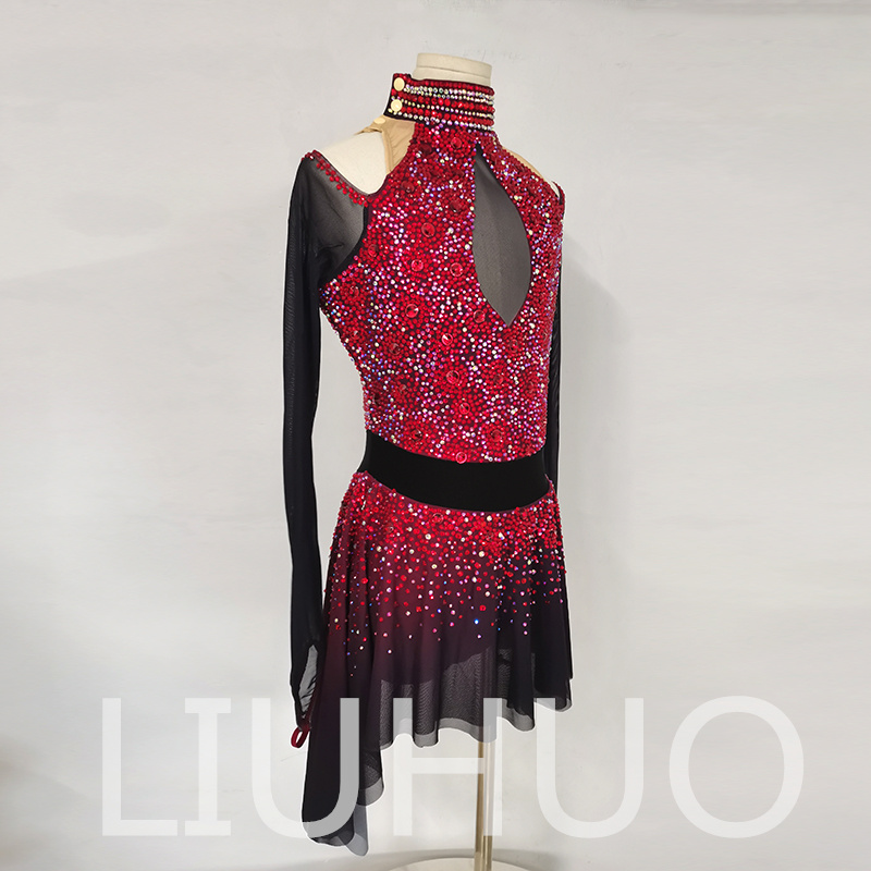 Red is Allure: Choosing the Perfect Long Sleeve Figure Skating Dress-LIUHUO