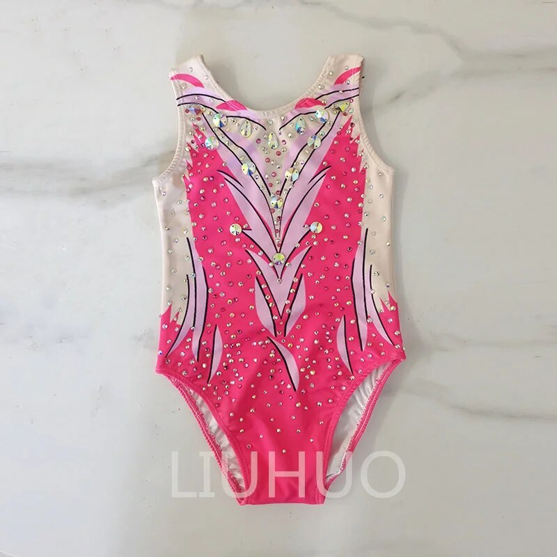 LIUHUO Custom Red Color Synchronized Swimming Leotards Professional