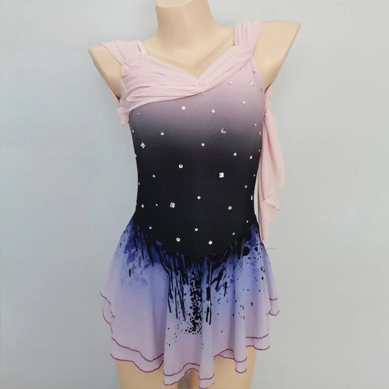 LIUHUO Figure Skating Suit Children's Performance Suit Acrobatic Performance Suit Skating Skirt Black Gradient-LIUHUO