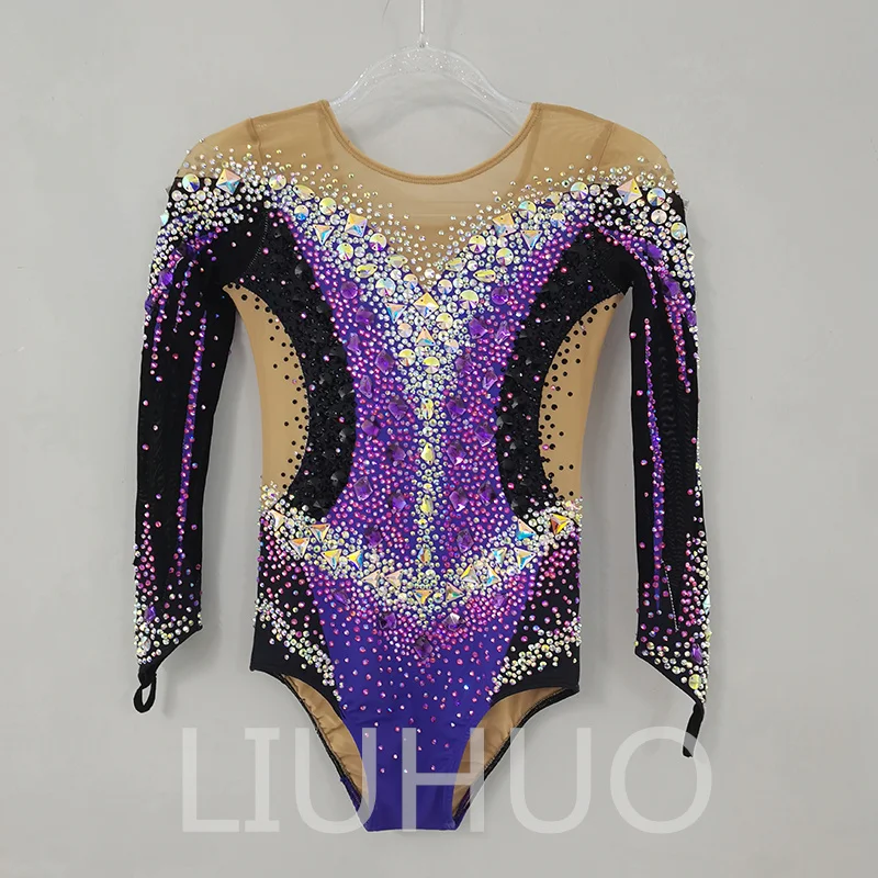 Competition Acrobatic Gymnastics Leotards in Purple and Black Custom Made