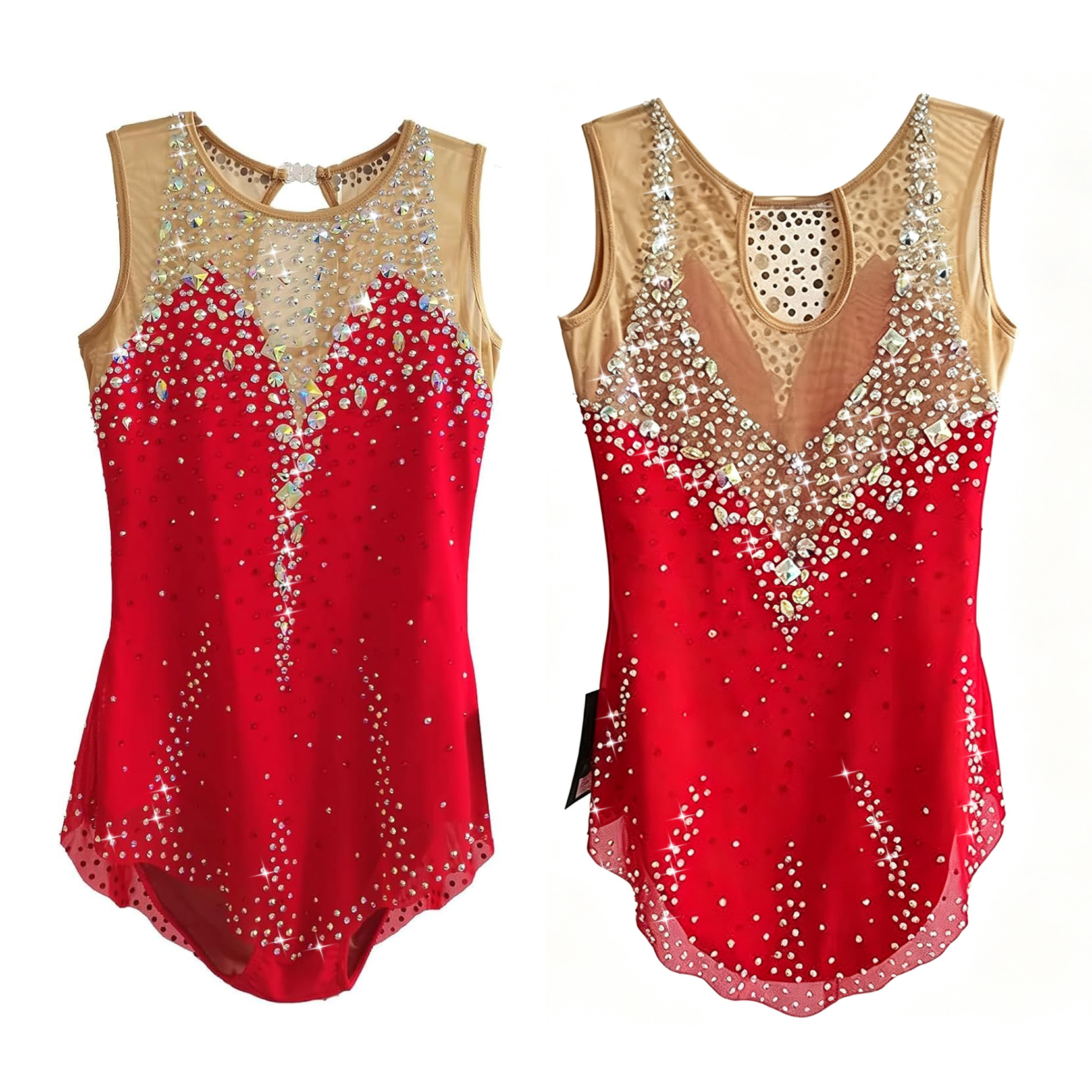 LIUHUO Custom Color Rhythmic Gymnastics Leotard BD8085 | Sleeveless Crystal Competition Leotard for Girls & Women