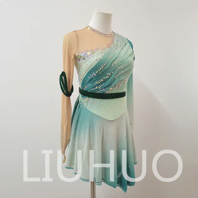 LIUHUO Ice Figure Skating Dress Girls Women Teens Stretchy Spandex Competition Wholesale