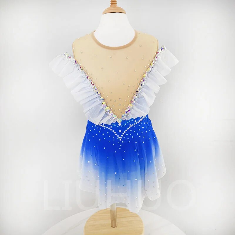 LIUHUO Artistic Gymnastics Suit Fitness Competition Suit Skill Performance Suit Blue-LIUHUO