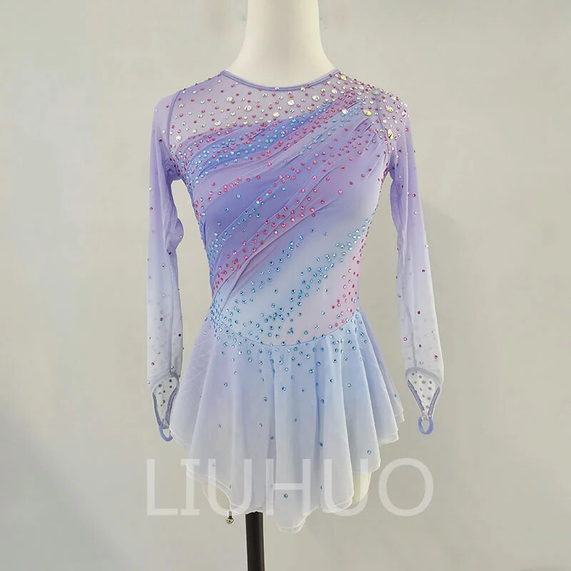 LIUHUO Ice Figure Skating Dress Girls Women Teens Stretchy
