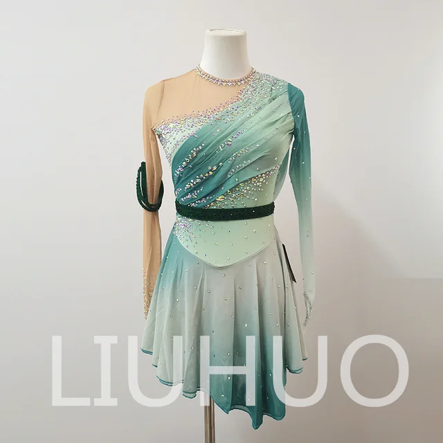 LIUHUO Ice Figure Skating Dress Girls Women Teens Stretchy Spandex Competition Wholesale