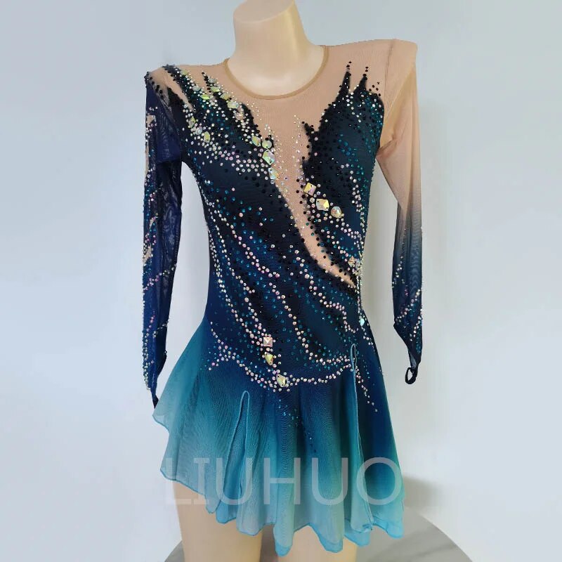 Figure Skating Performance Clothing Children's Adult Skating Performance Grading Clothing Gradient Color-LIUHUO