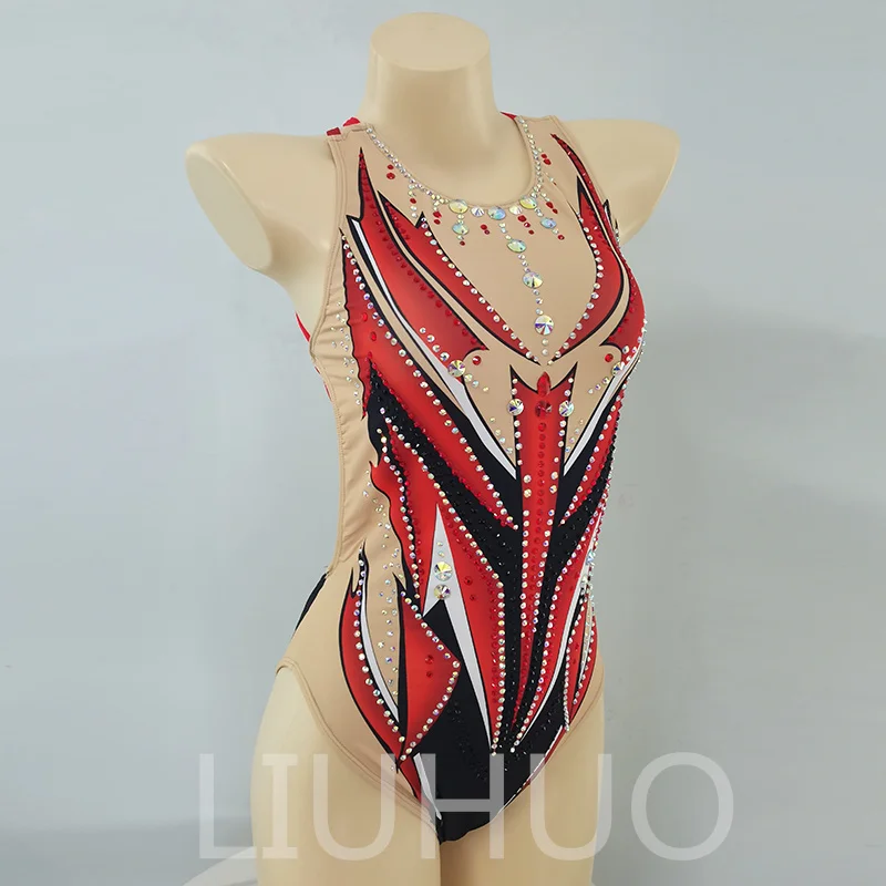 LIUHUO Leotards Girls Synchronized Swimming Suits Handmade