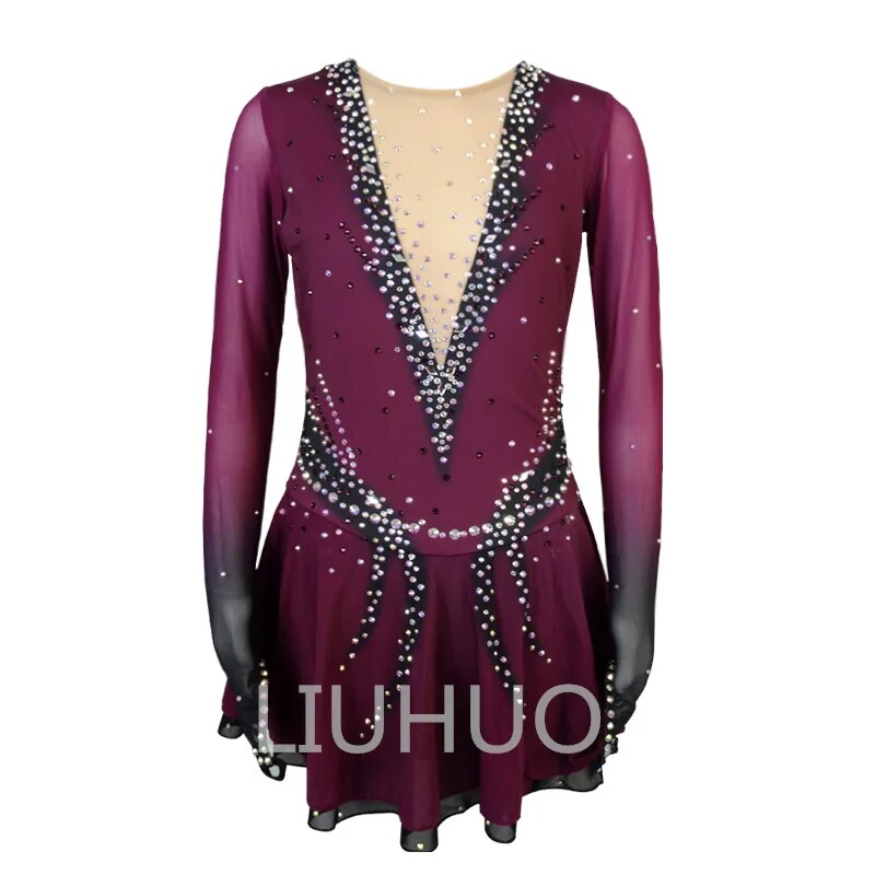 LIUHUO Custom Figure Skating Dress For Girls - Long Sleeve Competition & Performance Wear