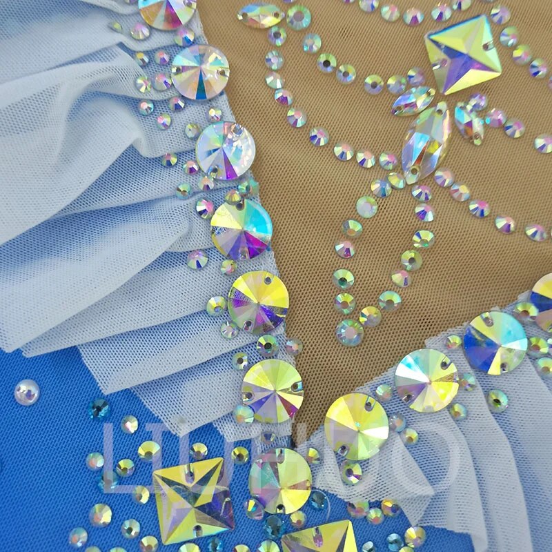 LIUHUO Artistic Gymnastics Suit Fitness Competition Suit Skill Performance Suit Blue-LIUHUO