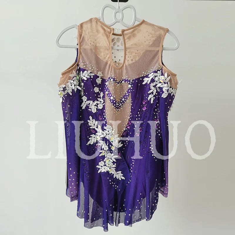 LIUHUO Rhythmic Gymnastics Leotard Purple Competitive Cheerleading Performance For Children-LIUHUO