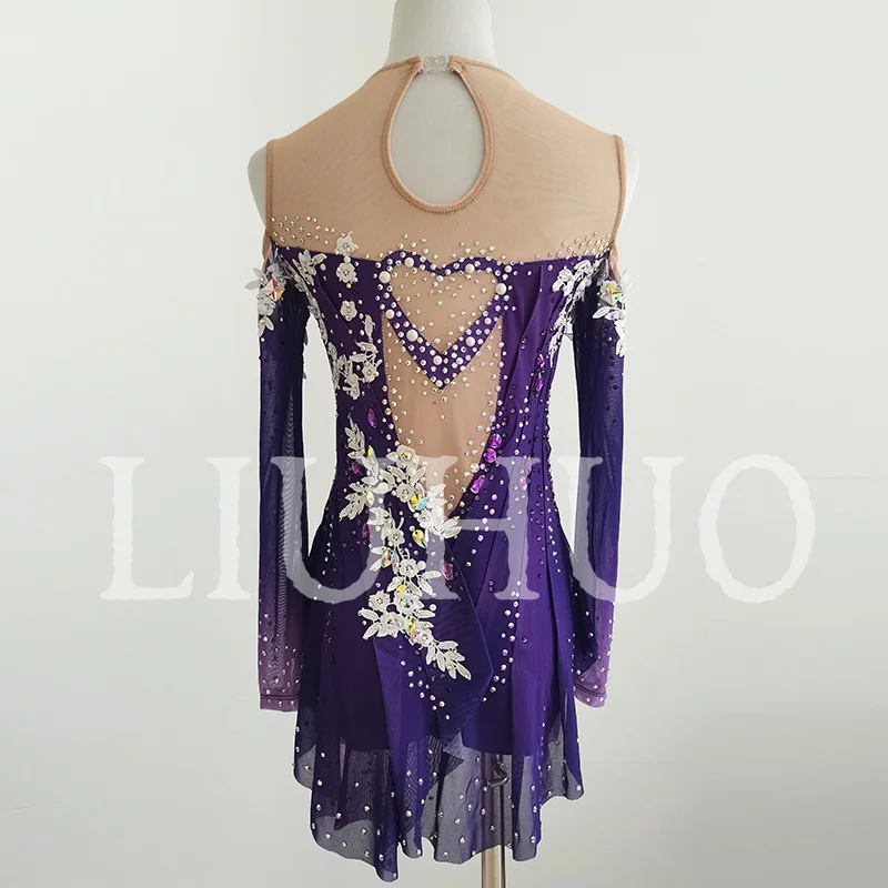 LIUHUO Rhythmic Gymnastics Leotard Purple Competitive Cheerleading Performance For Children-LIUHUO