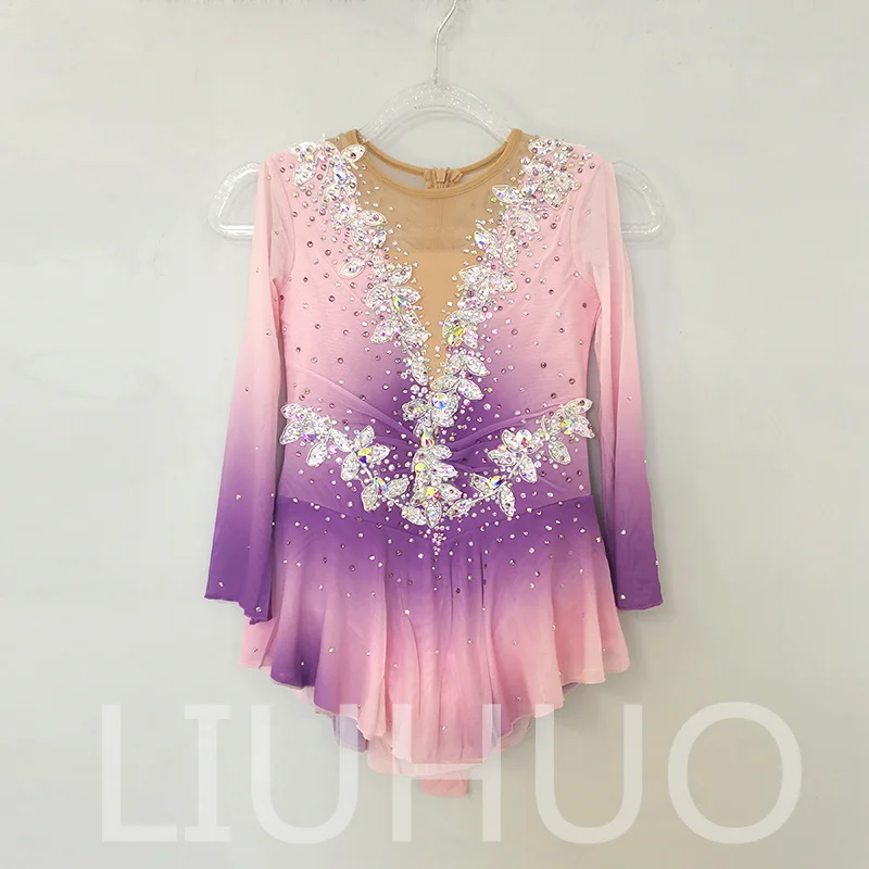 LIUHUO Ice Figure Skating Dress Girls Women Teens Stretchy