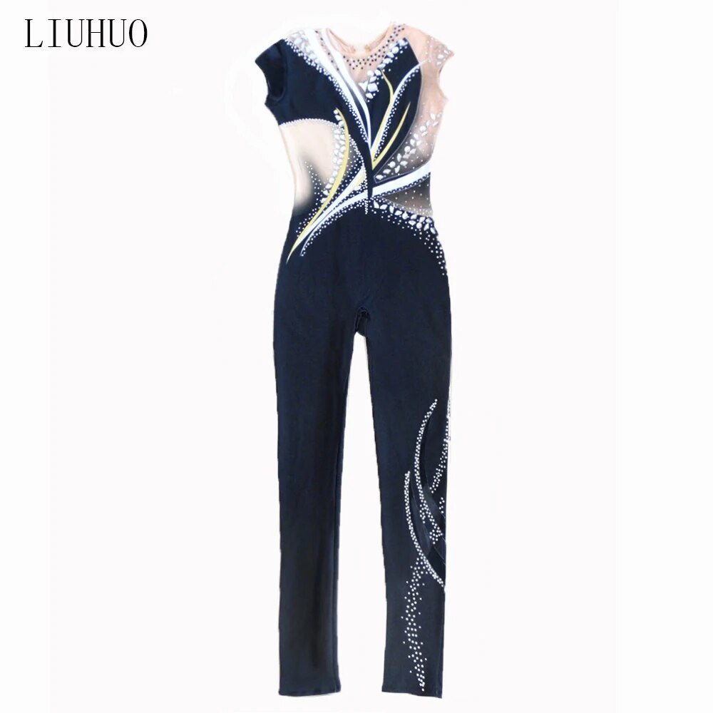 Girls Women's Bodysuits Performance Wear Kids Dance Jumpsuits Competition Rhythmic Leotards Child