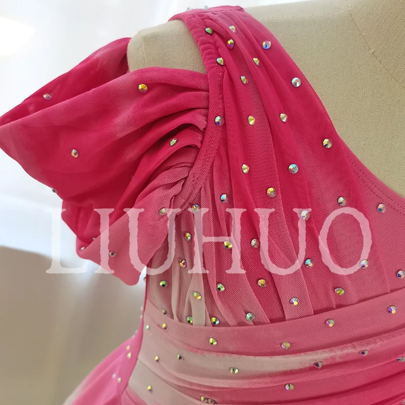 LIUHUO Ice Figure Skating Dress Girls Pink Spandex Competitive Cheerleading Performance For Children-LIUHUO