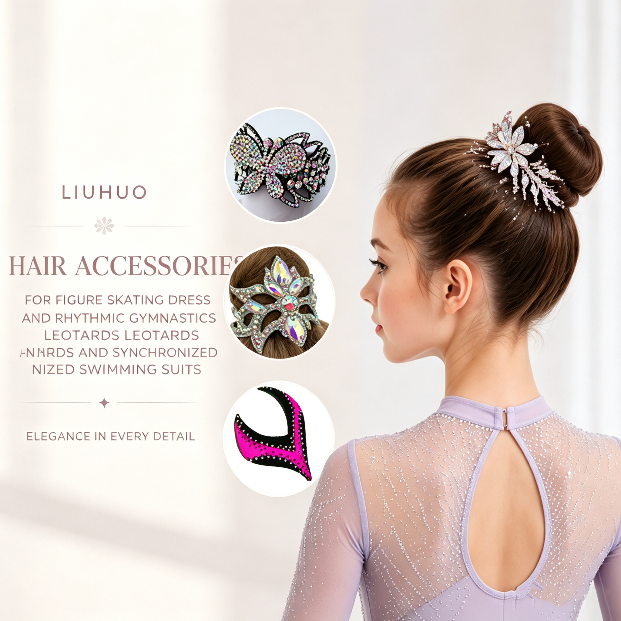 Hair Pieces for Figure Skating, Rhythmic Gymnastics ,Synchro Swim Headpieces