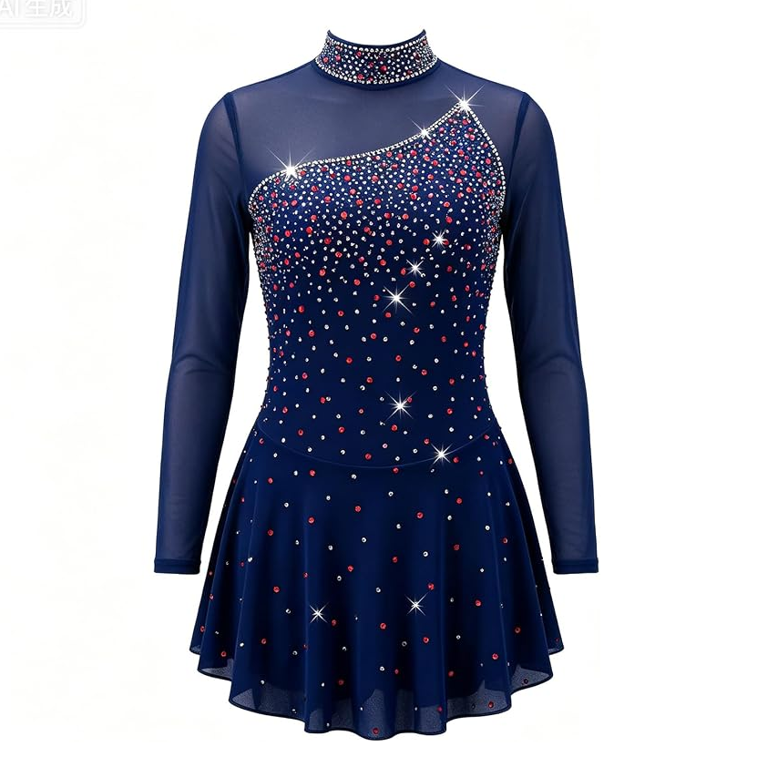 LIUHUO Figure Skating Dress JC931 | 10 Colors Crystal High-Neck Competition Skating Costume for Girls & Women