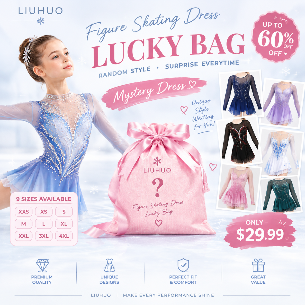 LIUHUO Figure Skating Dress Mystery Bag Random Style Premium Quality Available to Ship