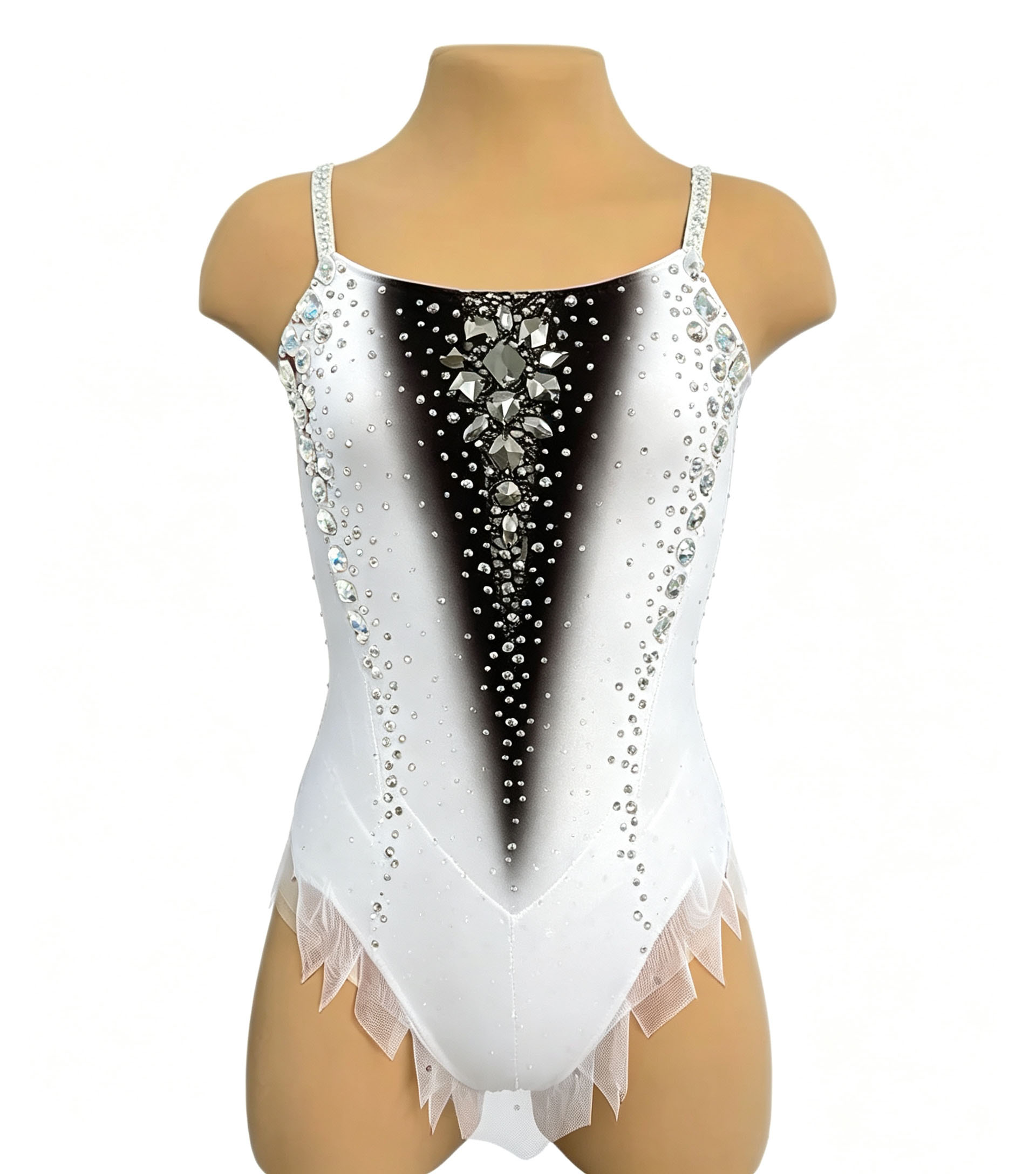 LIUHUO Rhythmic Gymnastics Leotards JC1266 | Bold Red & Black Ombre Crystal Competition Gymnastics Costume for Girls & Women