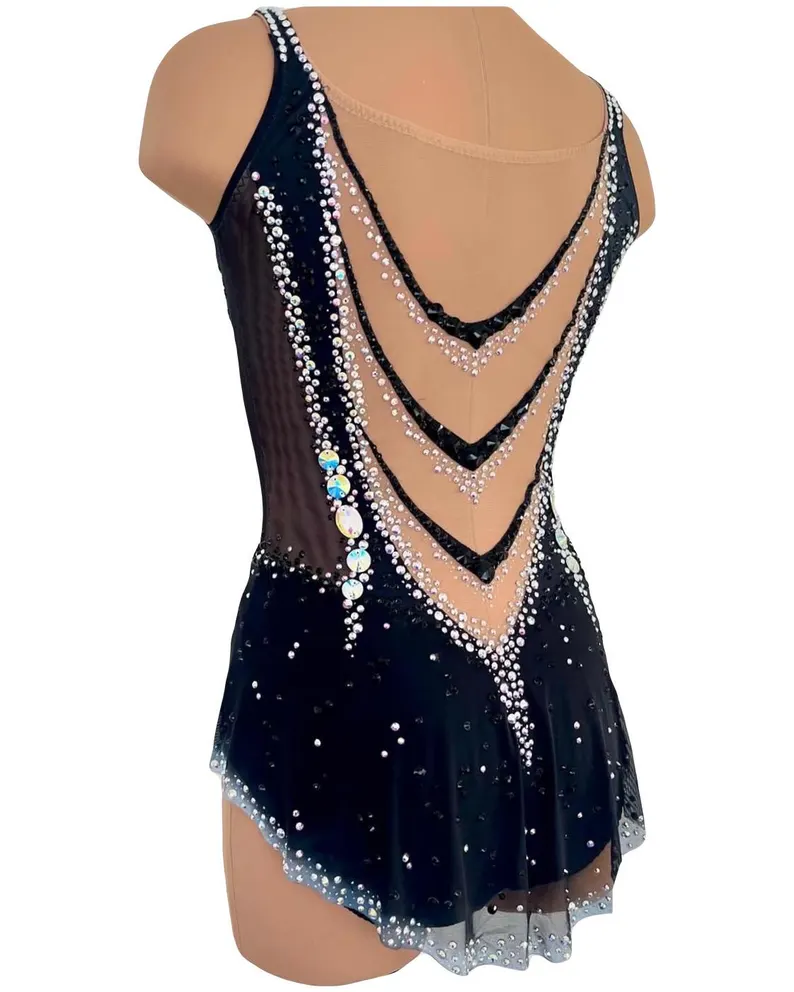 LIUHUO Rhythmic Gymnastics Leotards BD9067 | Black & AB Crystal Competition Gymnastics Costume for Girls & Women