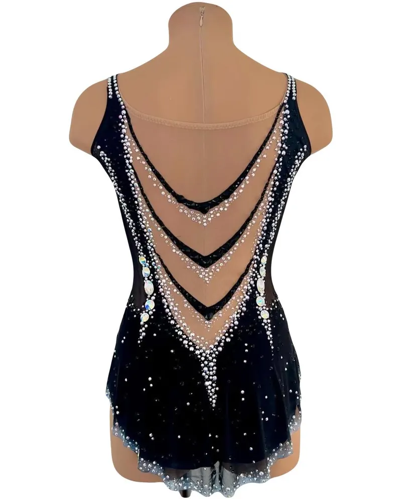 LIUHUO Rhythmic Gymnastics Leotards BD9067 | Black & AB Crystal Competition Gymnastics Costume for Girls & Women