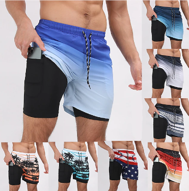 Men's Board Shorts Swim Shorts Swim Trunks Drawstring With Compression Liner Gradient Graphic Prints Quick Dry Surfing Casual Holiday Hawaiian Boho 1 5
