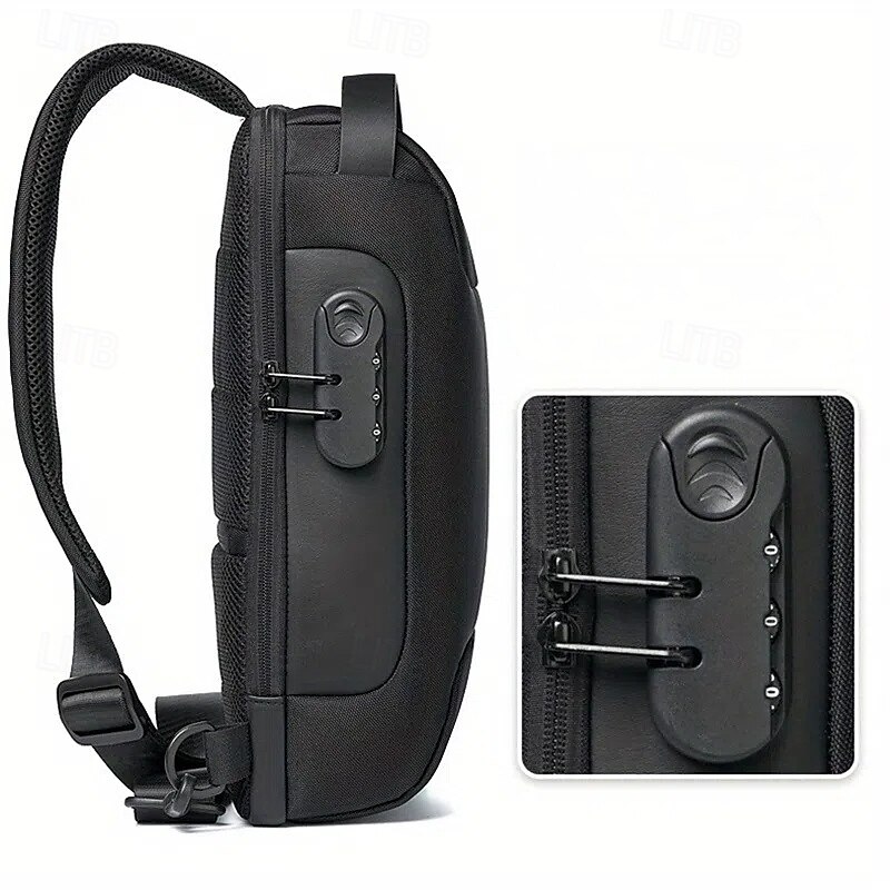 Men's Anti-Theft Sling Bag with USB Charging Port and Encrypted Lock – Crossbody Backpack for Secure Travel, Office, and Outdoor Activities