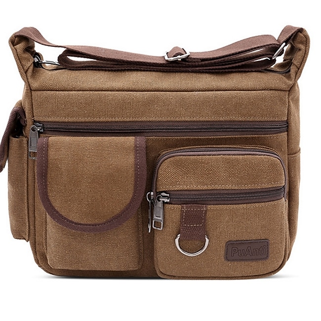 Men's Shoulder Messenger Bag Crossbody Bag Canvas Outdoor Daily Black Brown Green