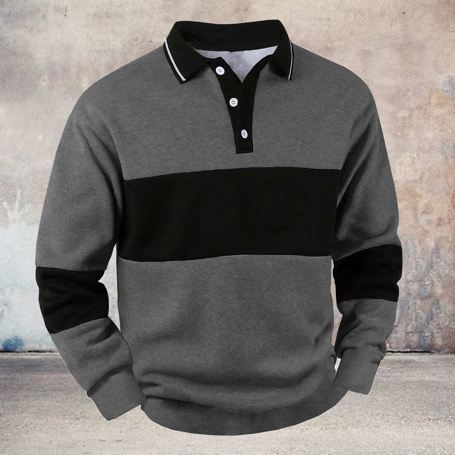 Men's Striped Pullover Rugby Polo Rugby Polo Shirts Long Sleeve Polo Shirts Collar Vintage Casual Outdoor Street Dailywear 3D Print Buttons Spring Fall Winter Maroon Black Blue