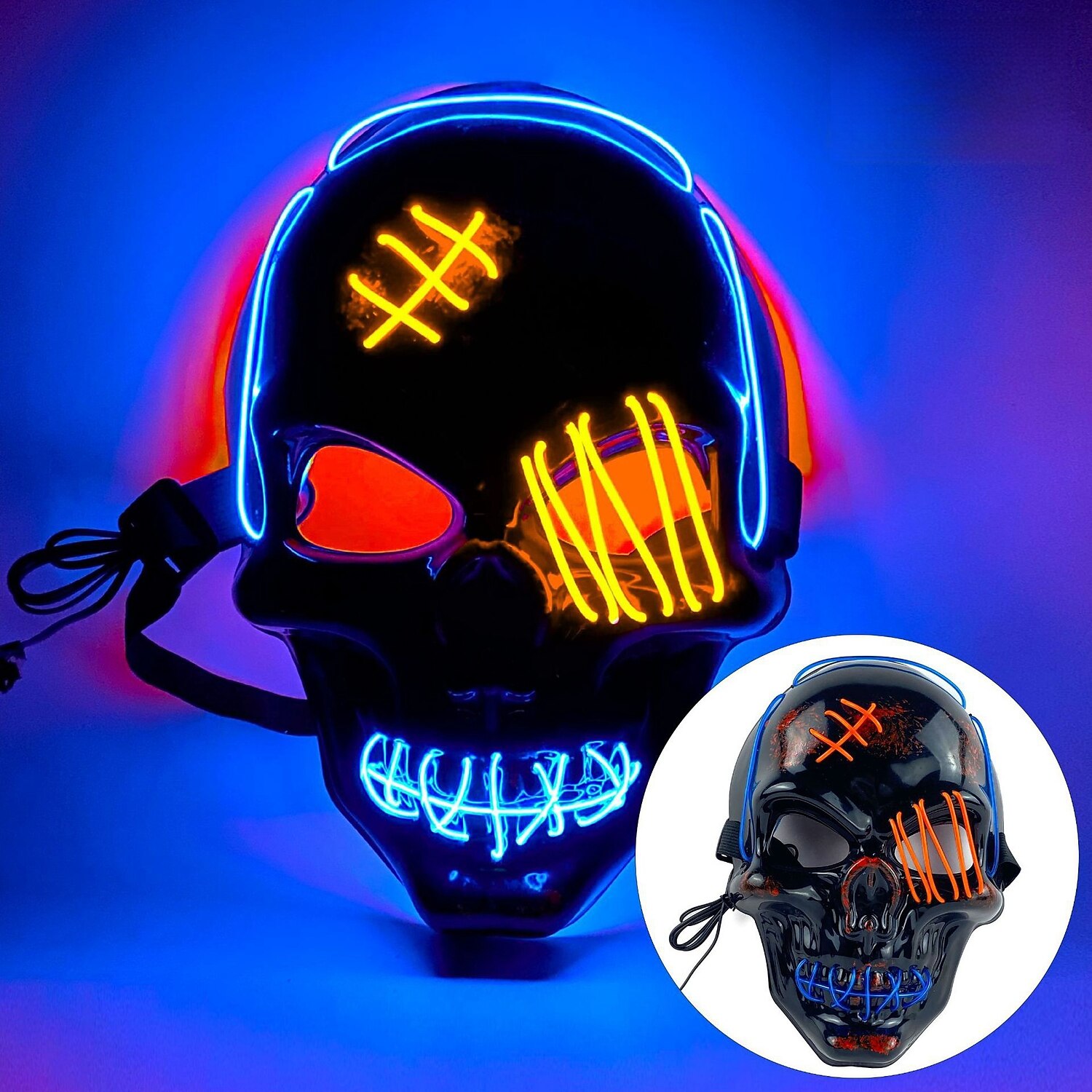 Halloween Glowing Mask LED Light Up Skeleton Pirate Mask Halloween Mask for Festival Cosplay Halloween Prop Carnival Gifts
