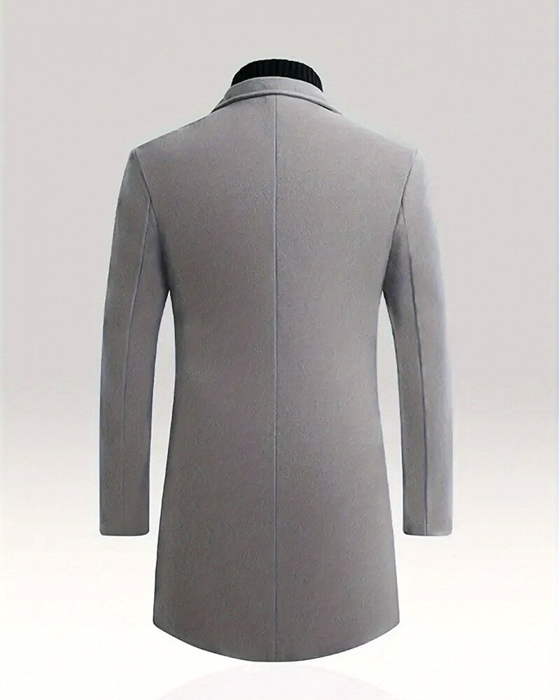 Men's Overcoat Trench Coat Long Trench Coat Vacation Daily Fall Winter Windproof Warm Outerwear Clothing Apparel Fashion Classic Plain Pocket Lapel Single Breasted One-button