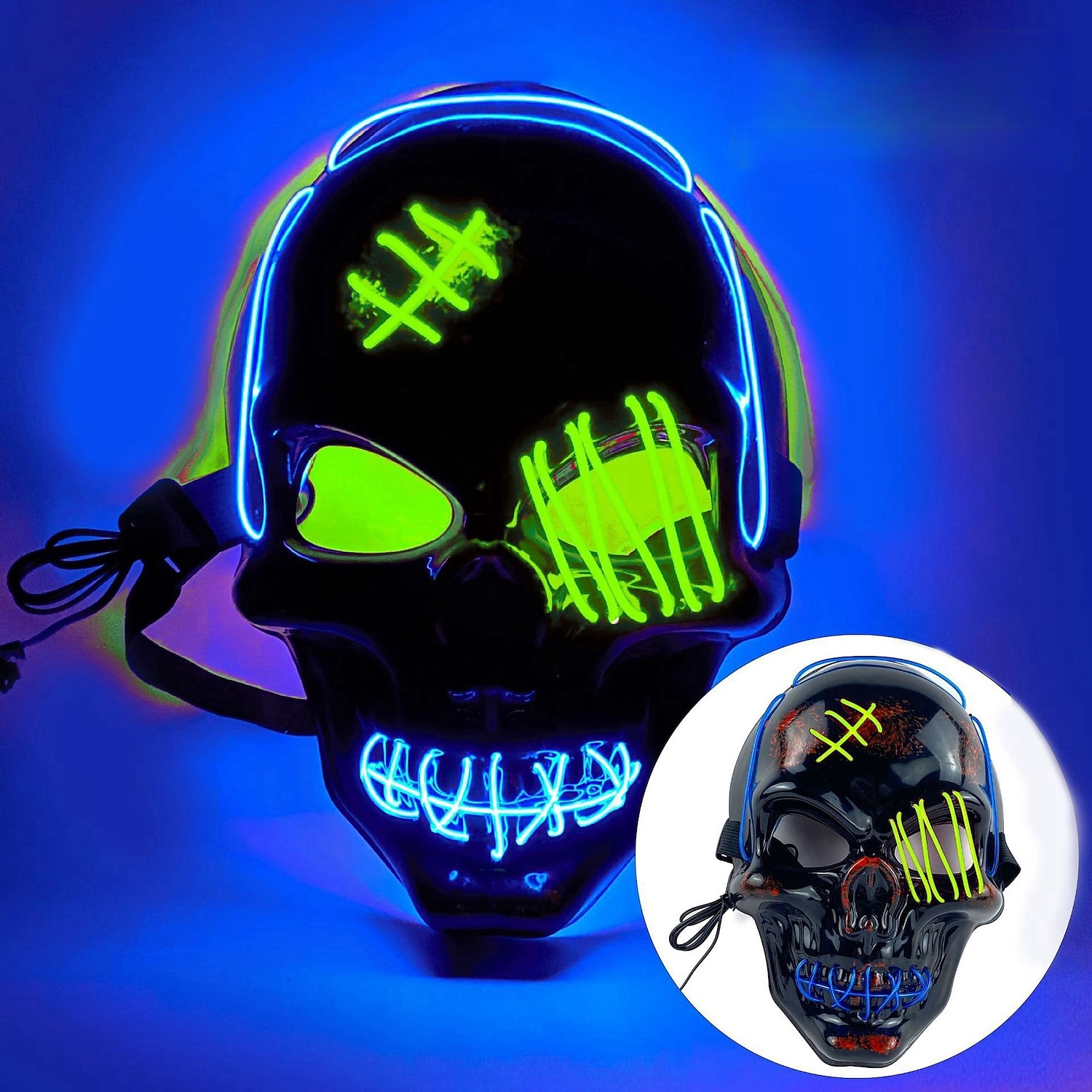 Halloween Glowing Mask LED Light Up Skeleton Pirate Mask Halloween Mask for Festival Cosplay Halloween Prop Carnival Gifts