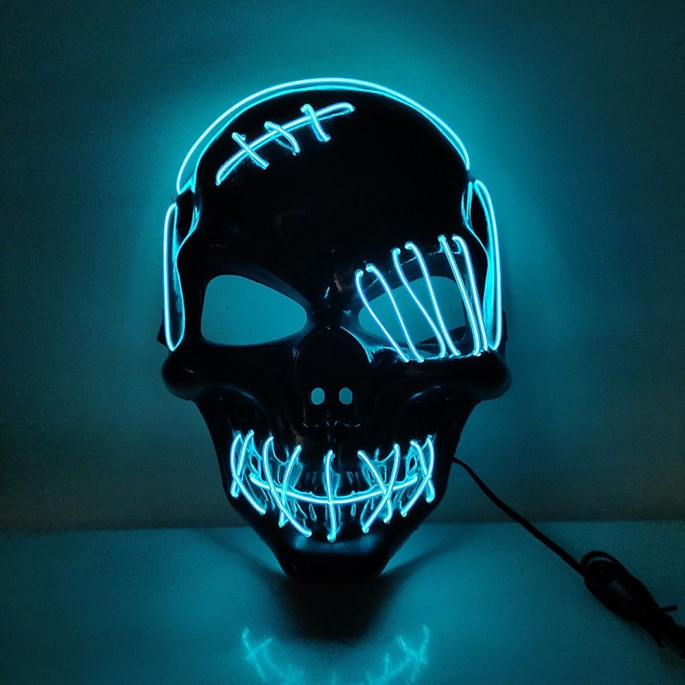Halloween Glowing Mask LED Light Up Skeleton Pirate Mask Halloween Mask for Festival Cosplay Halloween Prop Carnival Gifts