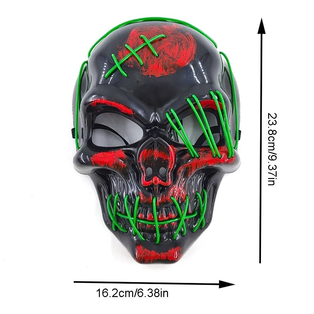 Halloween Glowing Mask LED Light Up Skeleton Pirate Mask Halloween Mask for Festival Cosplay Halloween Prop Carnival Gifts