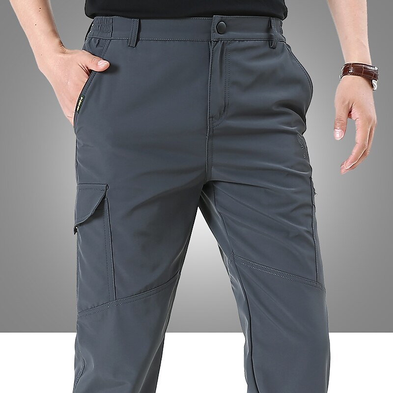 Men's Hiking Pants Trousers Fleece Lined Pants Softshell Pants Military Winter Outdoor Thermal Warm Windproof Multi Pockets Sweat wicking Pants / Trousers Bottoms Elastic Waist Zipper Pocket Black