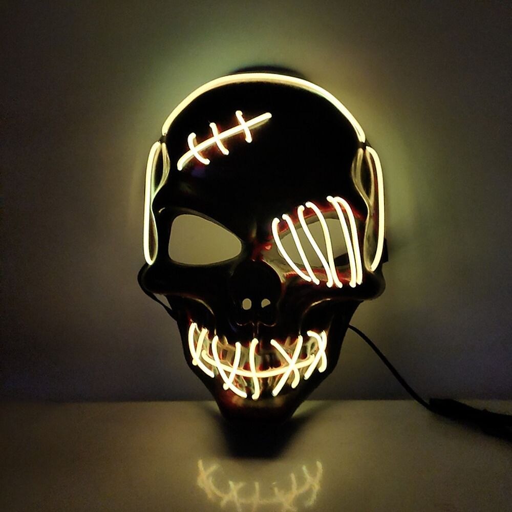 Halloween Glowing Mask LED Light Up Skeleton Pirate Mask Halloween Mask for Festival Cosplay Halloween Prop Carnival Gifts