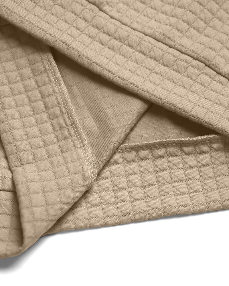 Men's Waffle Jacket Shirt Jacket Casual Jacket Vacation Daily Breathable Jacquard Pocket Spring Fall Plain Fashion Classic Lapel Regular Black White Khaki Army Green Dark Gray Jacket