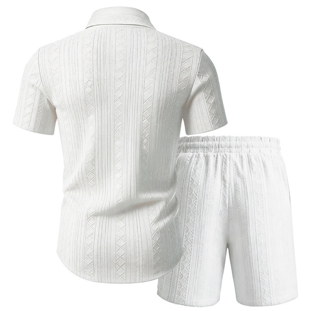 2-Piece Men's Shirt & Shorts Set Summer Set And Shorts Set Plain Casual Daily Vacation Turndown Short Sleeve Summer Spring Fashion Hawaiian Casual Clothing Apparel