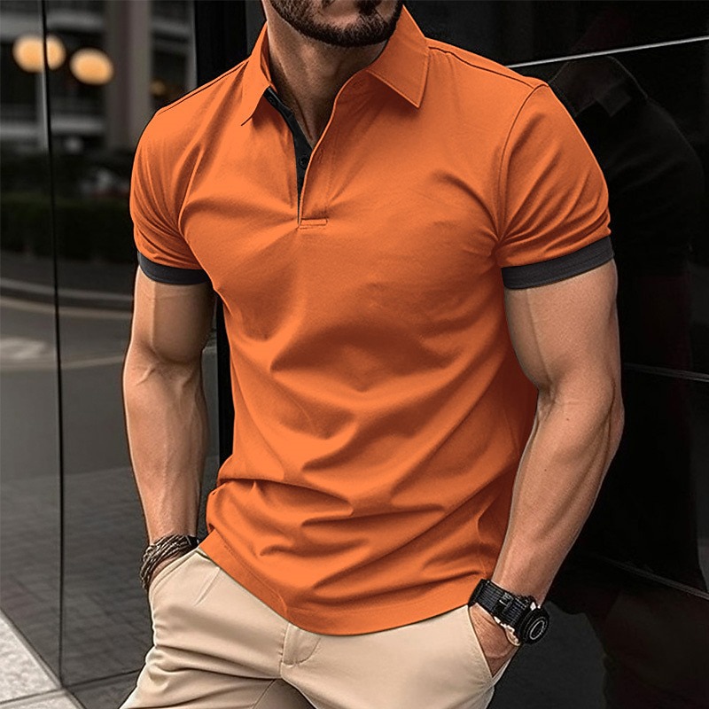 Men's Polo Shirt Golf Shirt Casual Holiday Lapel Classic Short Sleeve Fashion Basic Plain Button Summer Regular Fit Black Pink Wine Navy Blue Blue Orange Polo Shirt