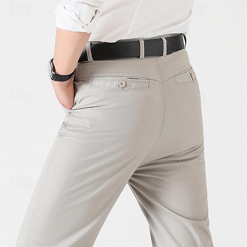 Men's Trousers Chinos Chino Pants Pocket Plain Comfort Breathable Outdoor Daily Going out Fashion Casual Black Khaki