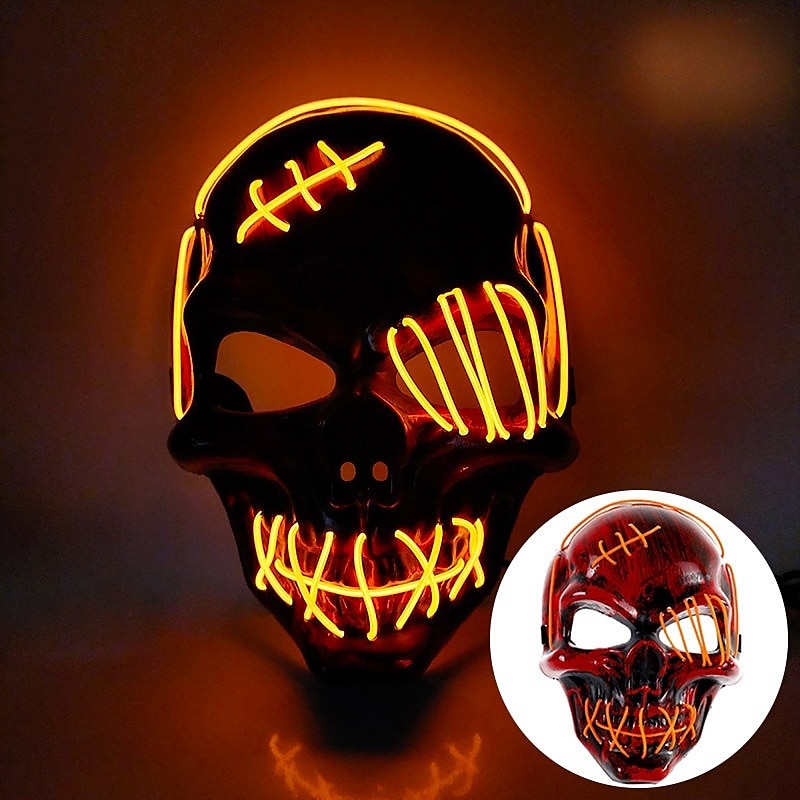 Halloween Glowing Mask LED Light Up Skeleton Pirate Mask Halloween Mask for Festival Cosplay Halloween Prop Carnival Gifts