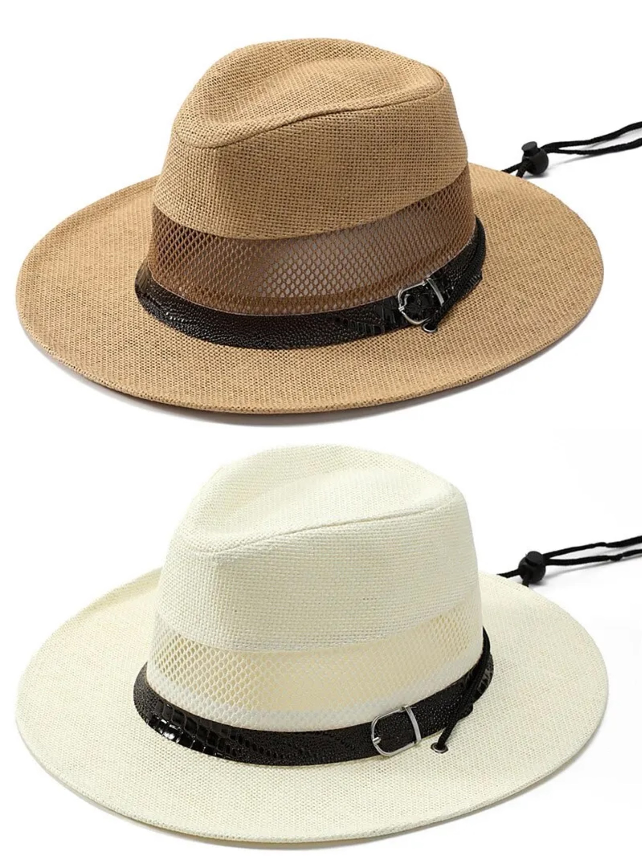 Men's Straw Hat Sun Hat Soaker Hat Safari Hat Gambler Hat White khaki Polyester Travel Beach Vacation Beach Plain Sunscreen