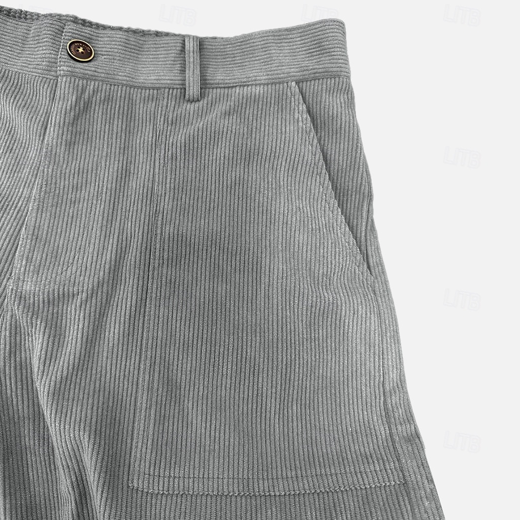Men's Cargo Pants Corduroy Pants Trousers Casual Pants Pocket Elastic Waist Multi Pocket Plain Comfort Soft Full Length Outdoor Daily Going out Fashion Streetwear Black Brown Micro-elastic