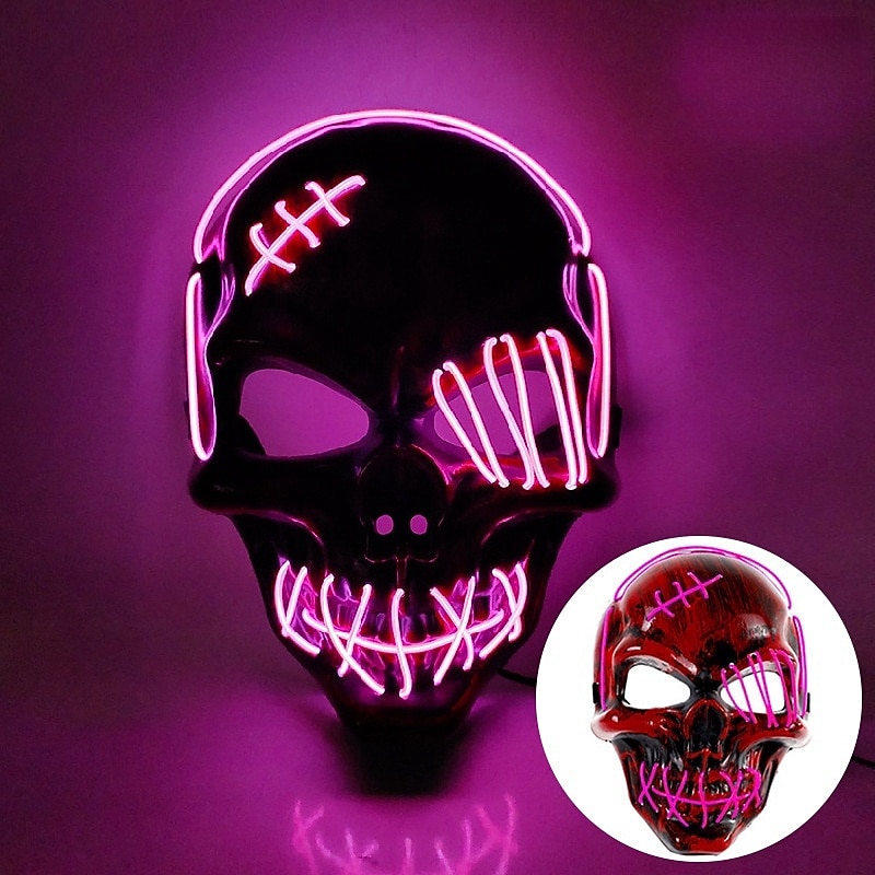 Halloween Glowing Mask LED Light Up Skeleton Pirate Mask Halloween Mask for Festival Cosplay Halloween Prop Carnival Gifts
