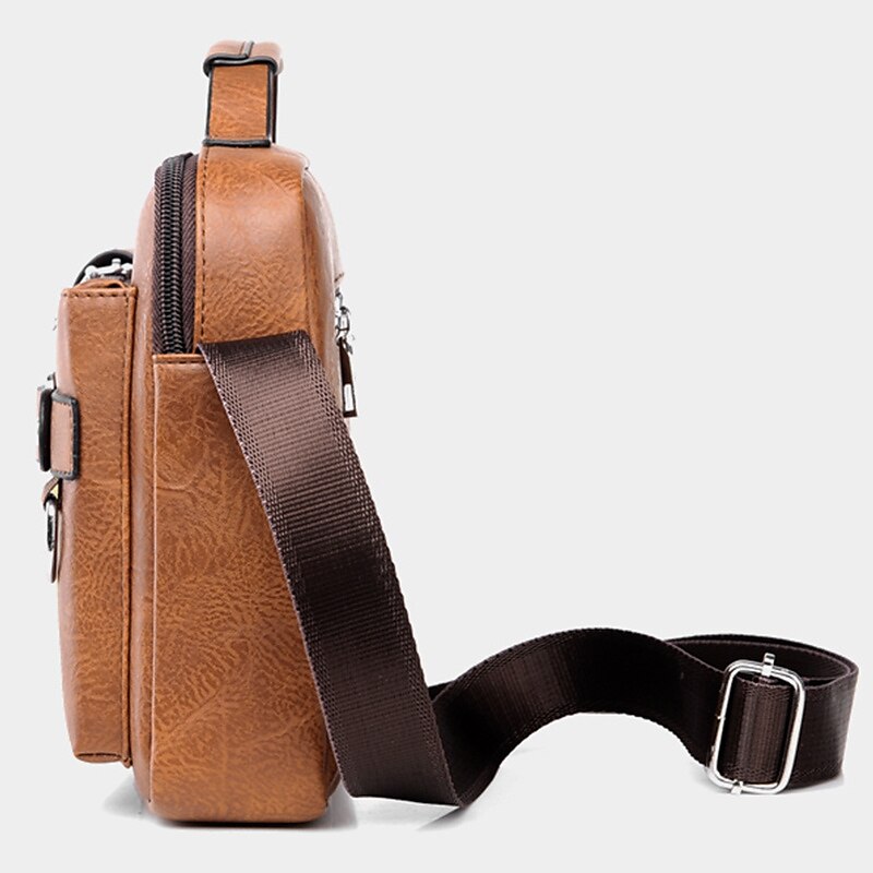Men Shoulder Bag Business Crossbody Messenger Bag for 10.4 iPad PU Leather Business Handbags Men Messenger Bags Fashion Man Crossbody Bag