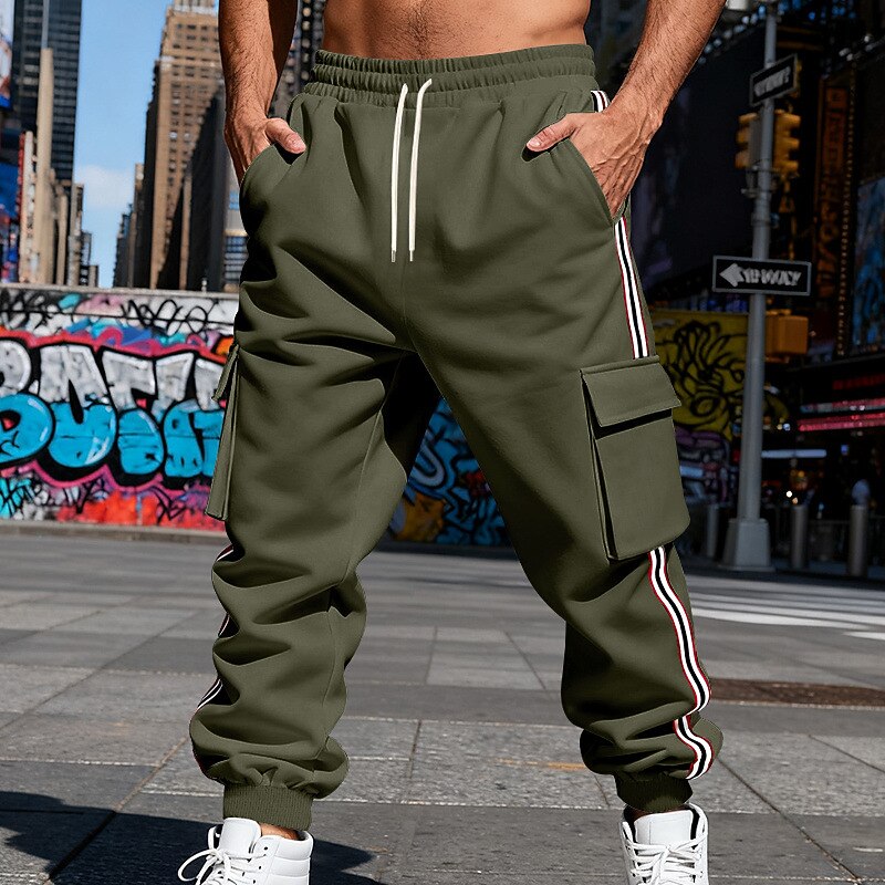 Men's Sweatpants Fleece Pants Joggers Trousers Winter Pants Drawstring Pocket Elastic Waist Plain Comfort Warm Sports Outdoor Daily Fashion Casual ArmyGreen Black Micro-elastic